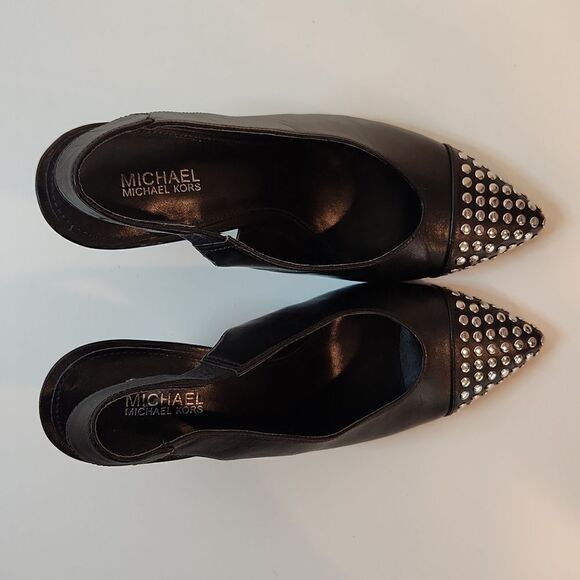 MICHAEL Michael Kors Black Studded Gemma Slingback Heels Women's Sz 6M EUC NICE! - Picture 6 of 15